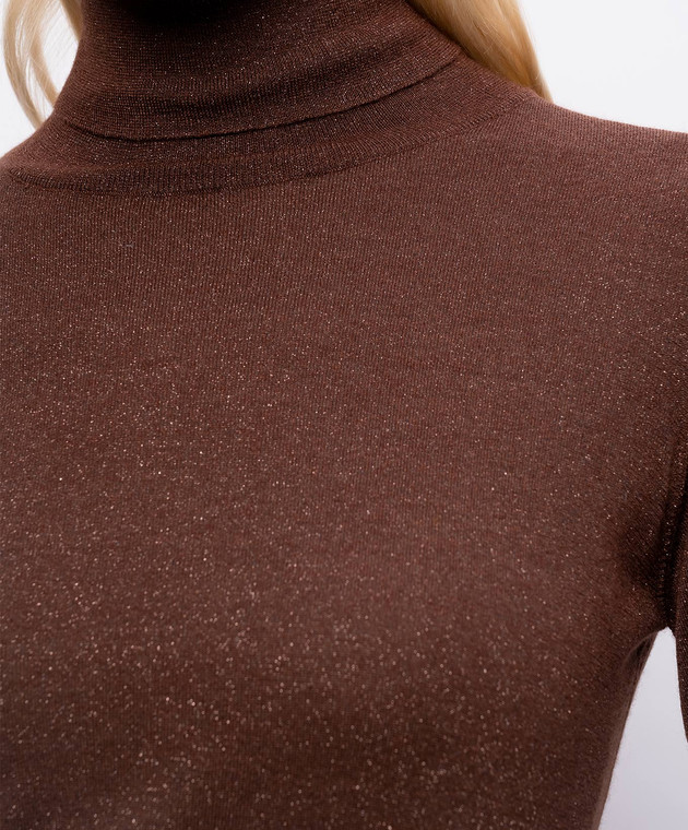 Brunello Cucinelli Коричневий гольф з кашеміром та шовком з люрексом M41800063P зображення 5