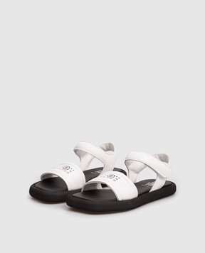 Maison Margiela MM6 Дитячі білі шкіряні сандалі з логотипом 823903638