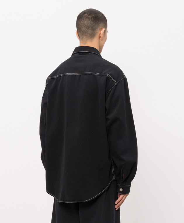 Palm Angels Чорна джинсова сорочка з вишивкою логотипа PMYD024S26DEN001 зображення 4