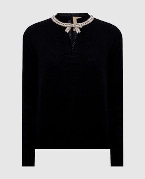 Valentino Чорний пуловер з вовни 8B3KC71FA1E