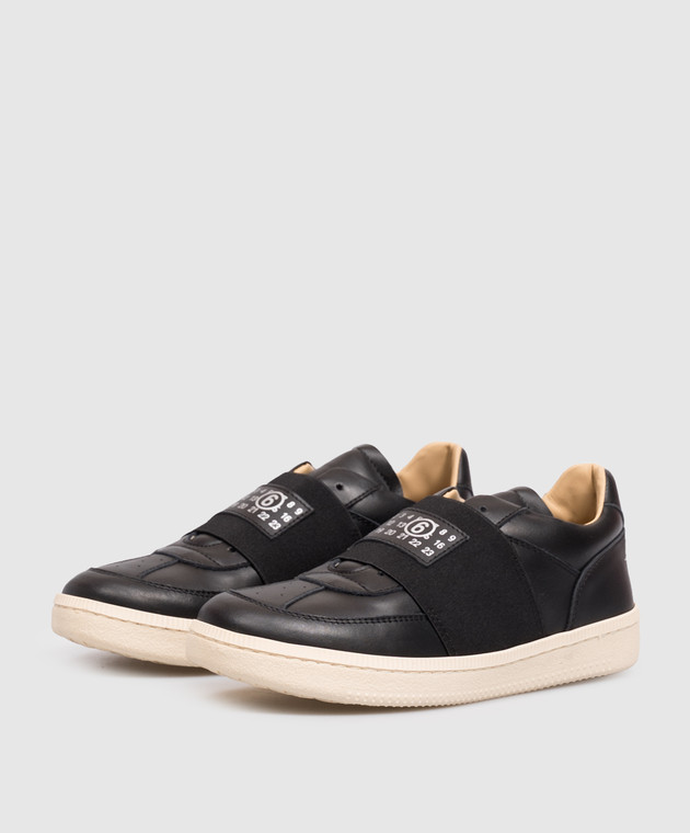 Maison Margiela MM6 Чорні шкіряні кросівки з логотипом 839213638 зображення 2