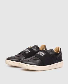 Maison Margiela MM6 Чорні шкіряні кросівки з логотипом 839213638