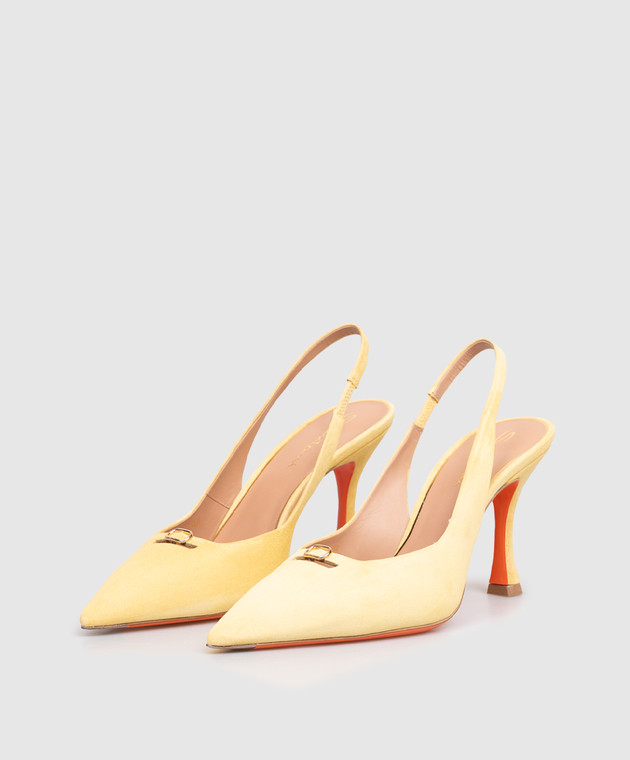 Santoni Жовті замшеві слінгбеки WDBH72106HA2NHZW зображення 2