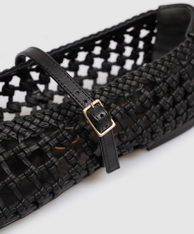 Babe Pay Pls Чорні шкіряні балетки з плетінням BALETY зображення 5