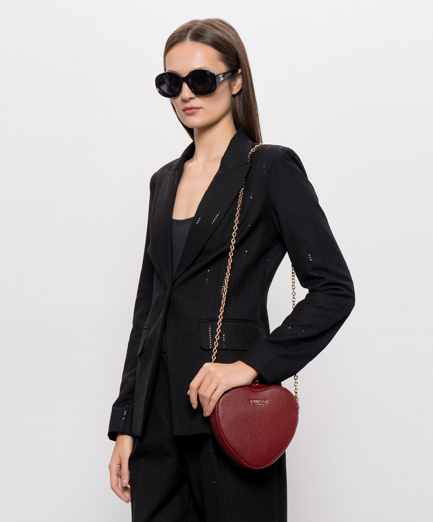 Twinset Бордовая сумка кросс-боди с фактурным логотипом 262TL8042 изображение 2