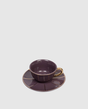Bitossi Home Фіолетова порцелянова чашка для чаю з блюдцем FTB00504