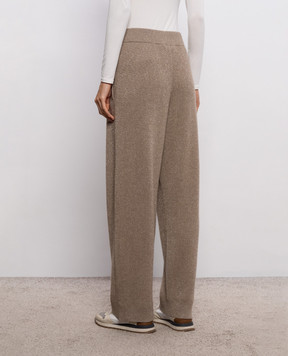 Brunello Cucinelli Коричневые спортивные брюки с кашемиром с люрексом M1E224779