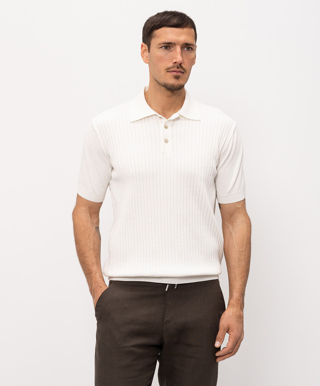 Bilancioni Поло в рубчик кольору айворі BE2661054772 зображення 3