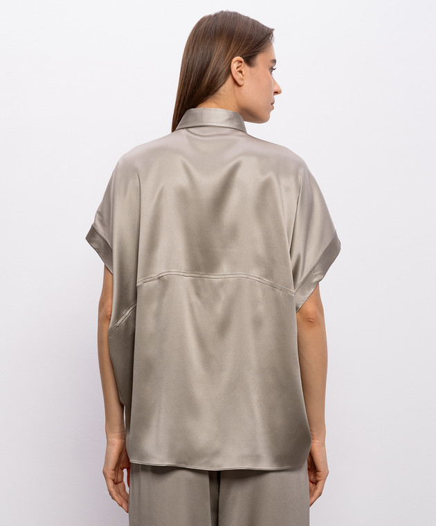 Brunello Cucinelli Блуза кольору хакі із шовку M0C59RA915 зображення 4