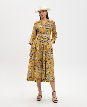 Max Mara Жовта сукня з рамі в квітковий принт SMMESTREMO