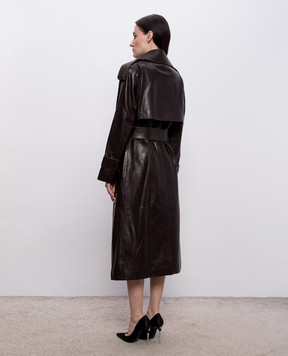 Babe Pay Pls Коричневий шкіряний тренч 2409AMAZON