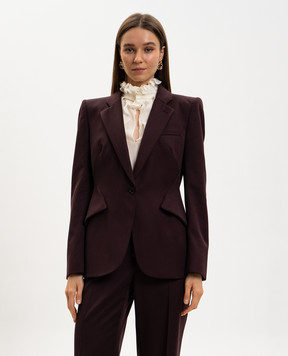 Alexander McQueen Бордовый жакет из шерсти 857750QJAAC