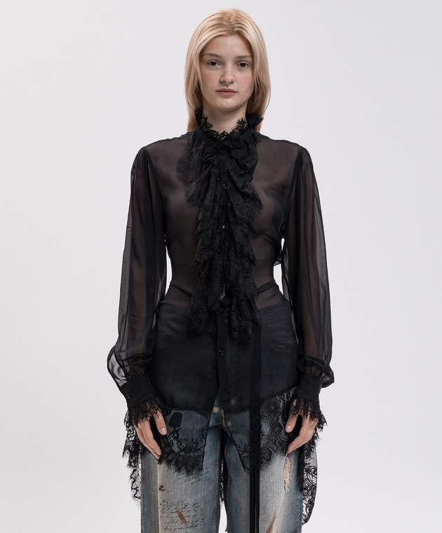 Ann Demeulemeester Чорна блуза Barah із шовку B0014537FA239 зображення 3
