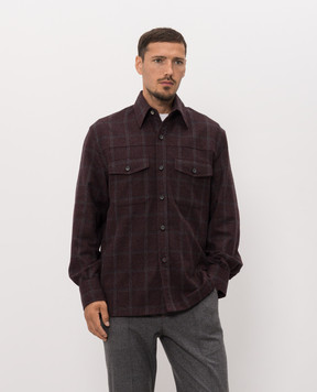 ISAIA Бордова сорочка в клітинку OSH01798158