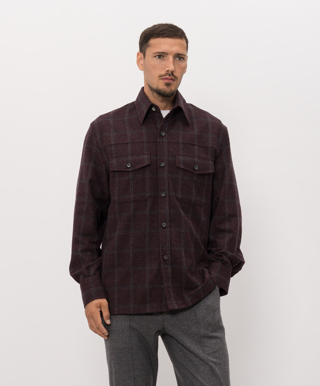 ISAIA Бордова сорочка в клітинку OSH01798158 зображення 3