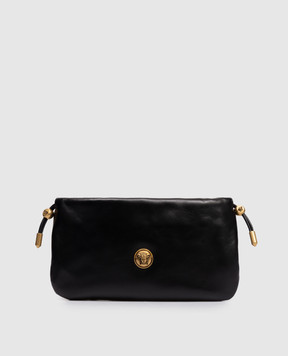 Versace Чорна шкіряна сука сумка-кісет з фактурною емблемою 10243201A17449