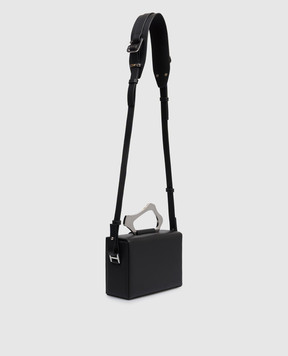 Heliot Emil Черная кожаная сумка с принтом логотипа 15041