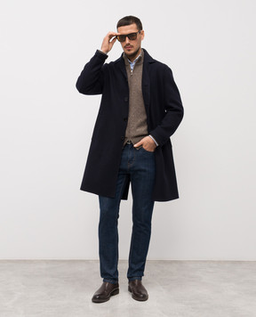 Stefano Ricci Синє пальто з вовни M1ZSDB4000W0001P