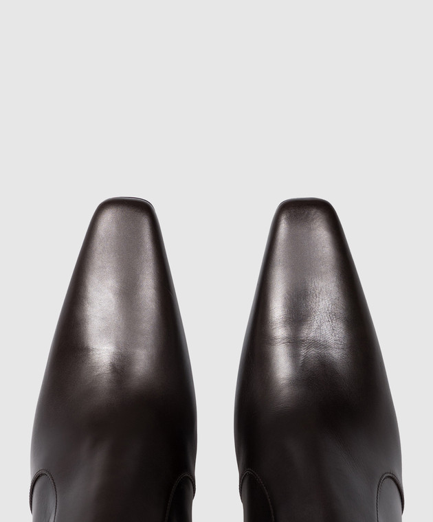 Saint Laurent Коричневые кожаные ботильоны OPYUM A0027UAAGXG изображение 4