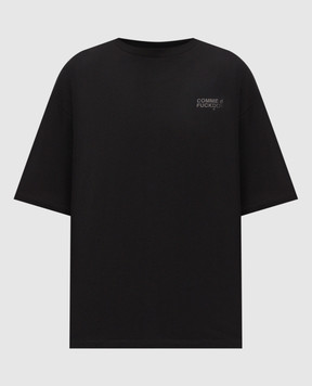 Comme des Fuckdown Чорна футболка з принтом логотипа та емблеми FMS6CFABM01995