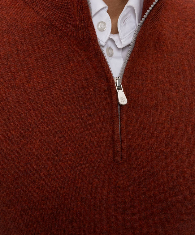 Brunello Cucinelli Терракотовый джемпер из кашемира M2200124 изображение 5