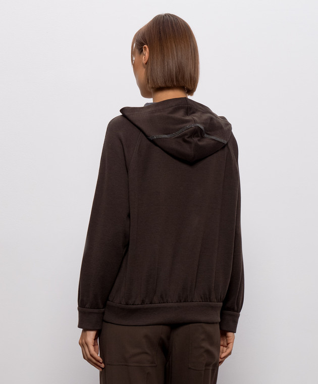 Brunello Cucinelli Коричнева спортивна куртка з ланцюжком моніль MP828SM606 зображення 3