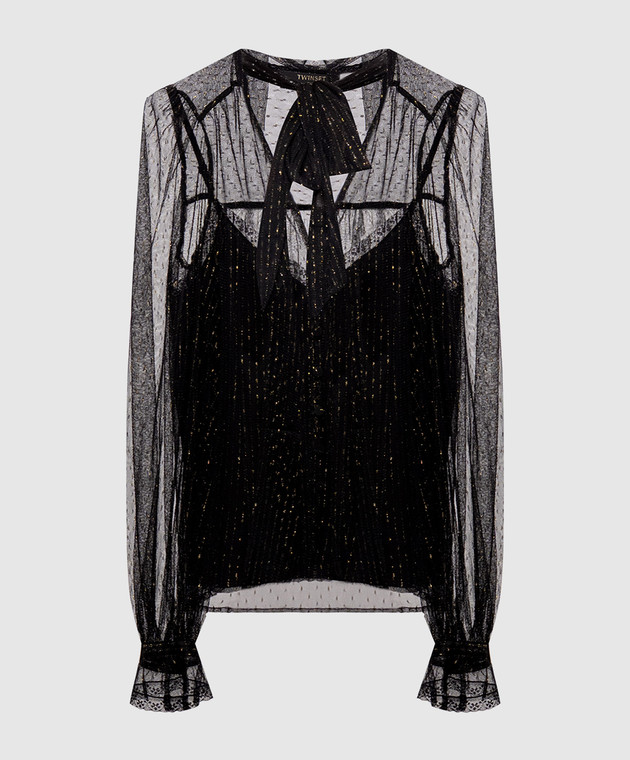 Twinset Чорна блуза з люрексом 262TT2153