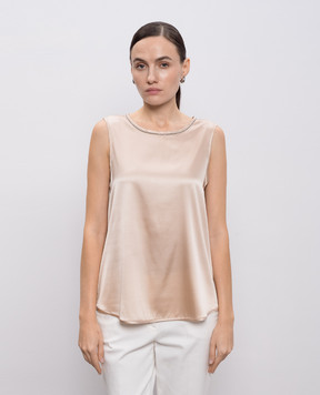 Peserico Бежевый топ из шелка S08893D02372