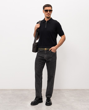 Stefano Ricci Черное поло из шелка K616006Z41F26102