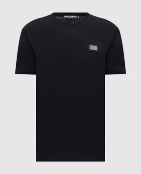 Dolce&Gabbana Синя футболка з патчем логотипа G8PT1TG7P1B