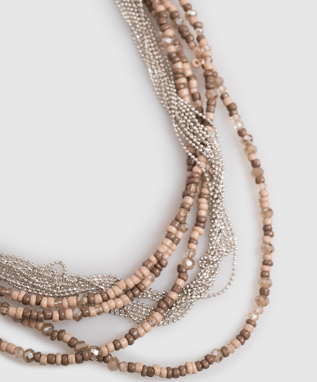 Peserico Коричневые многослойные бусы с кристаллами и цепочкой мониль S35516C0CC814 изображение 3