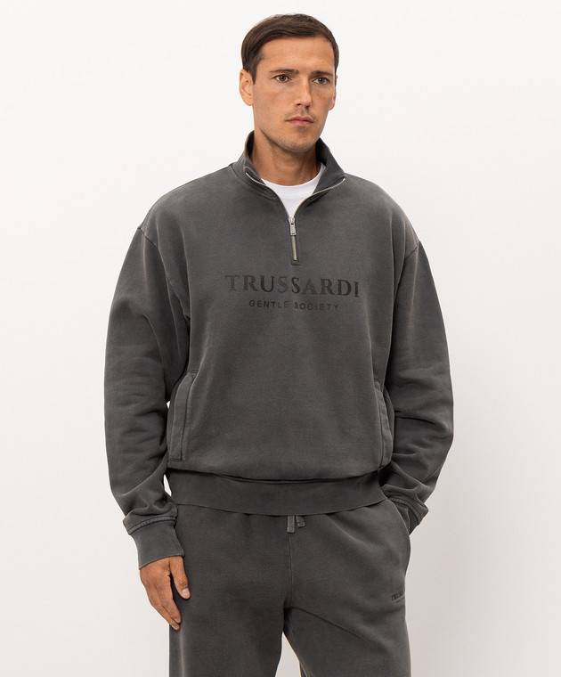 Trussardi Сірий світшот з принтом логотипа G8338000192NMF511F08 зображення 3
