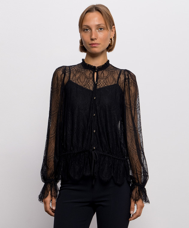 Twinset Чорна блуза з мережива 262TP274C зображення 3