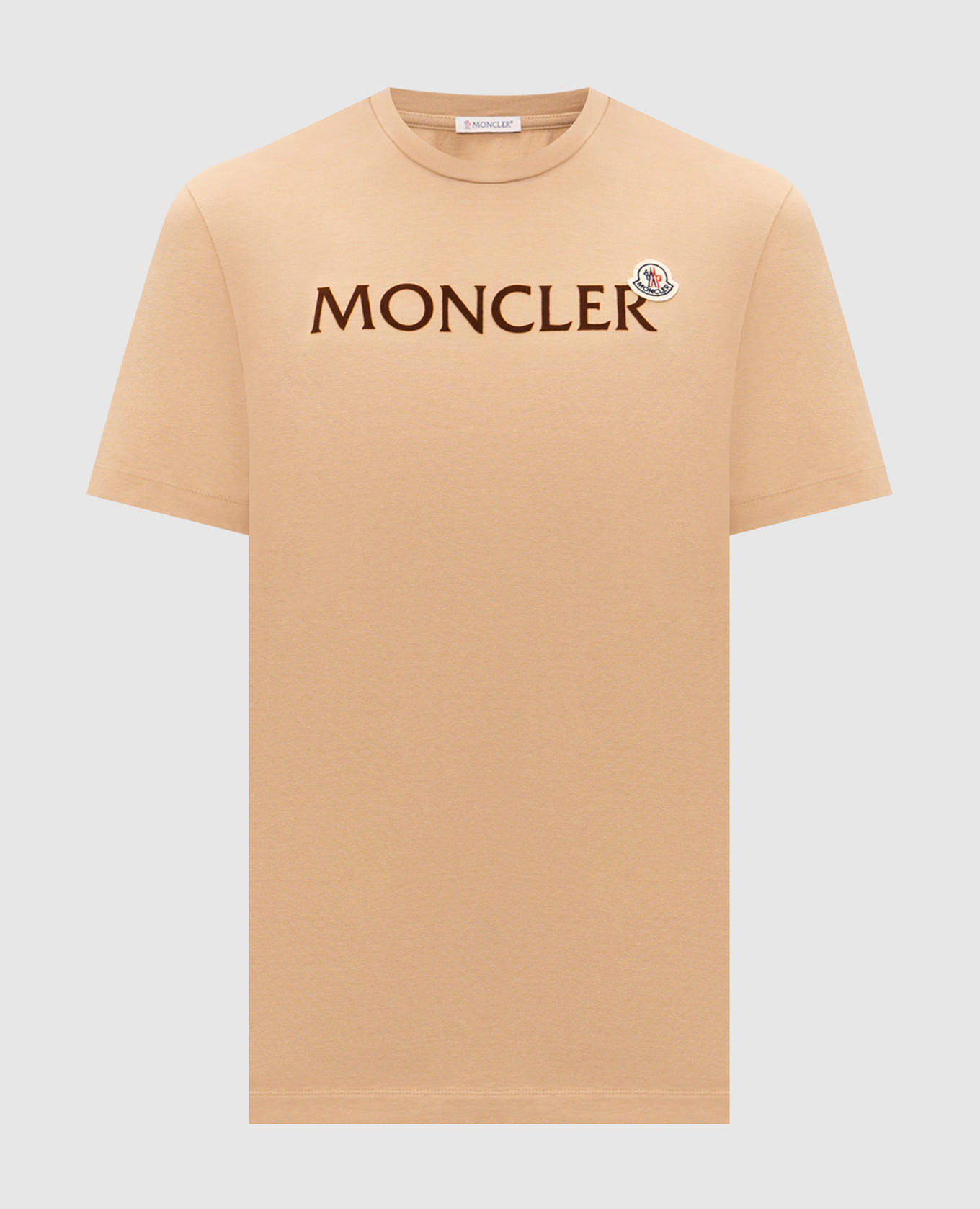 Бежевая футболка с фактурным логотипом