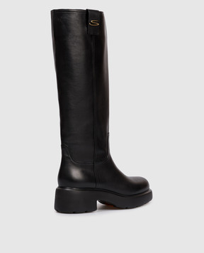 Santoni Черные кожаные сапоги с монограммой логотипа WSEW71747SMONVRF