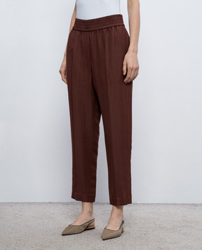 Brunello Cucinelli Коричневі штани з льоном MH126P7197