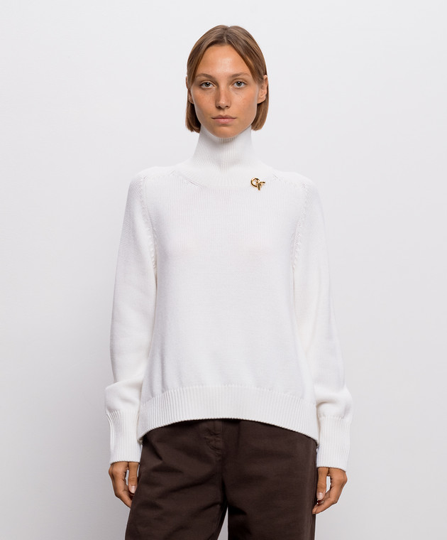 Fabiana Filippi Свитер цвета айвори из шерсти MAD216F065D462 изображение 3