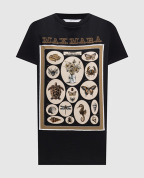 Max Mara Чорна футболка SPADINO з принтом MXMSPADINO