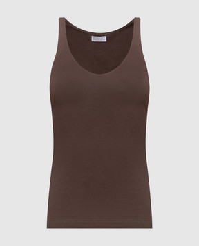 Brunello Cucinelli Коричневая майка с цепочкой мониль M0T18DO100