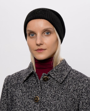 Dolce&Gabbana Черная шапка из кашемира с вышивкой монограммы FXQ28ZJBW2M