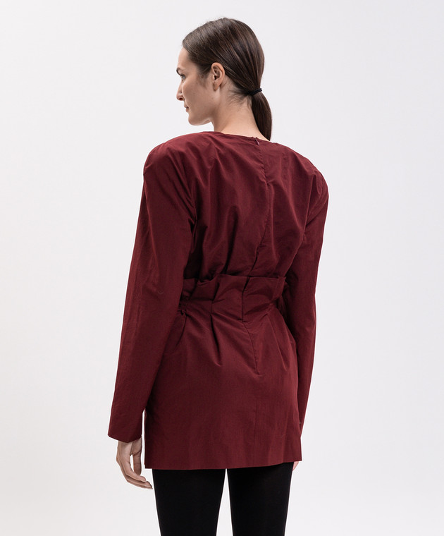 Magda Butrym Бордова сукня міні з шовком з акцентними плечима DRESS41257926 зображення 4