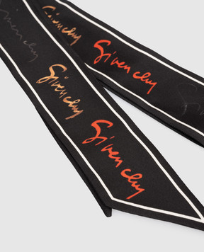 Givenchy Чорна стрічка твіллі із шовку з принтом логотипа 710010140001