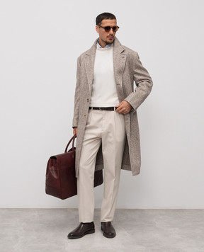 Brunello Cucinelli Бежеве пальто з вовною альпаки у візерунок MV4259155