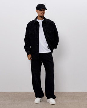 Balmain Чорна джинсова куртка в принт HH1HC160DG40