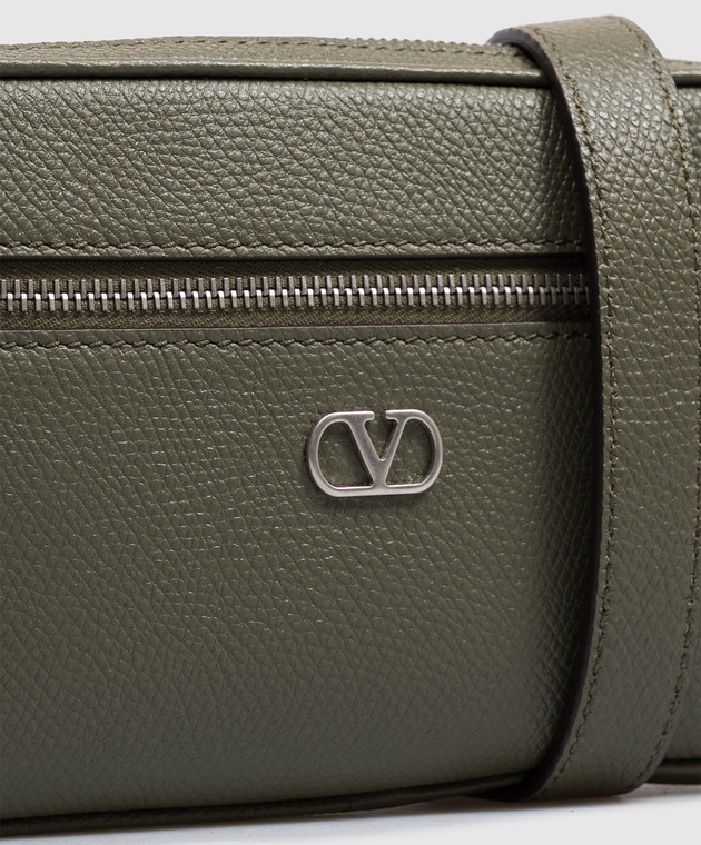 Valentino Шкіряна сумка кросс-боди кольору хакі VLogo 9Y2P0AW7UAG зображення 4