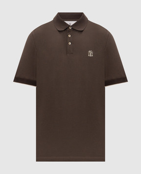 Brunello Cucinelli Коричневое поло с принтом эмблемы ME8548788