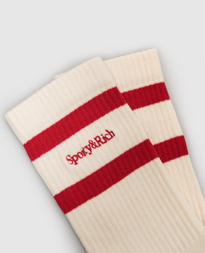 Sporty & Rich Шкарпетки кольору айворі з вишивкою логотипа AC02685300WH112