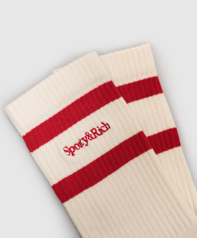 Sporty & Rich Носки цвета айвори с вышивкой логотипа AC02685300WH112 изображение 2