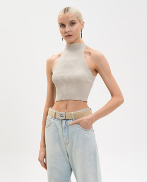 SSHEENA Бежевий укорочений топ з контрастною смужкою 26SSKROPFS26006