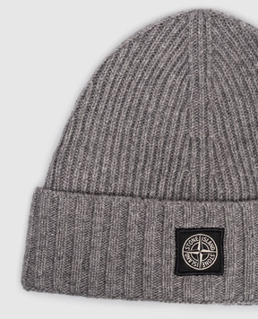 Stone Island Дитяча сіра шапка з вовною і кашеміром з логотипом K2S16N100003S00M3